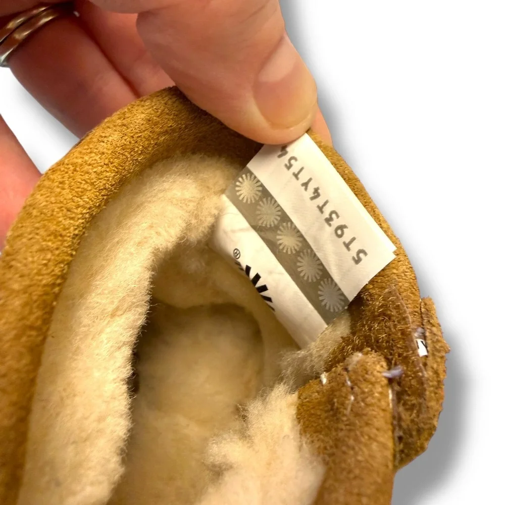 UGG Cali Moc Campfire Boots Infant Size 0/1 Chestnut‎ Suede Fur Lined Cozy